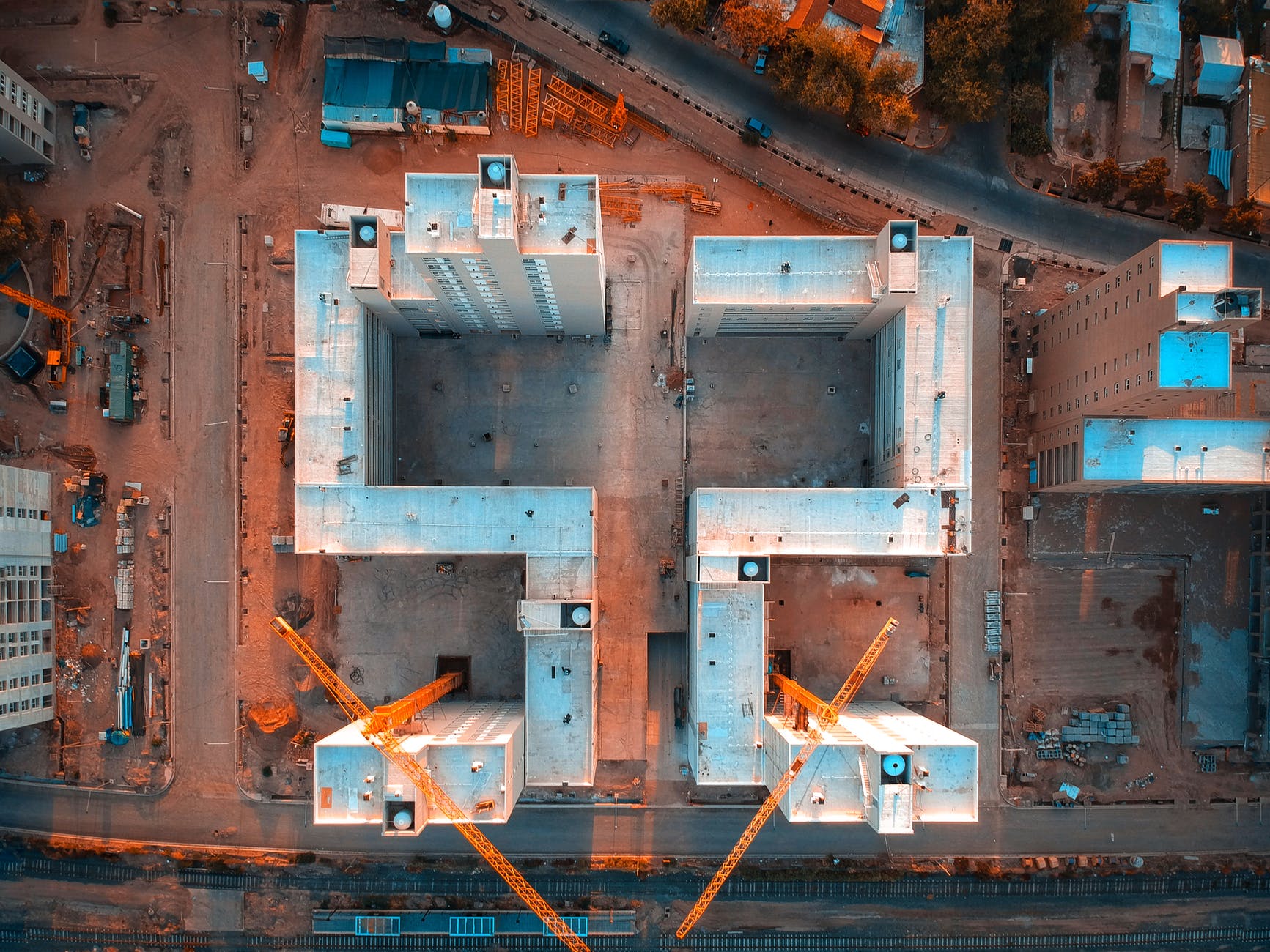 bird s eye view of buildings under construction