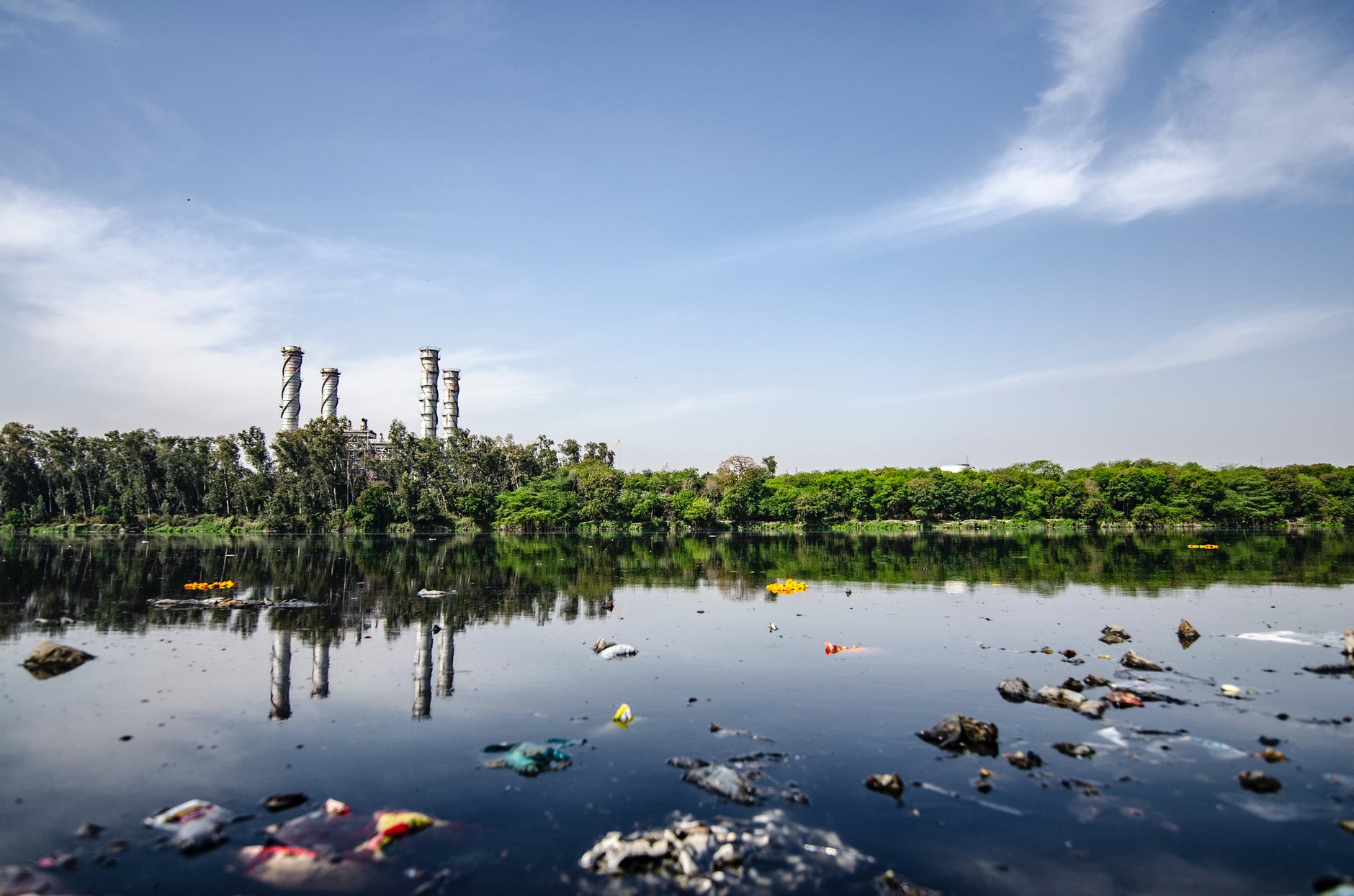 garbage on body of water