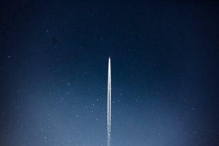 space shuttle launch during nighttime