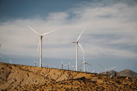 a wind farm in the desert
